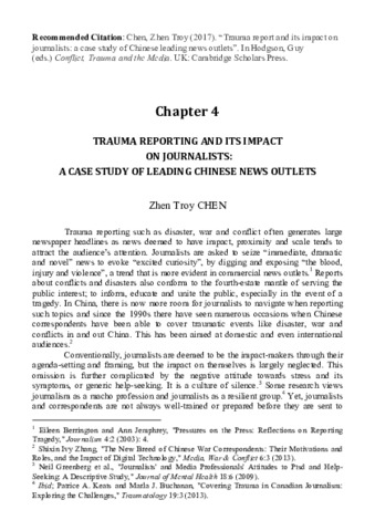Trauma reporting and its impacts on journalists: A case study of ...